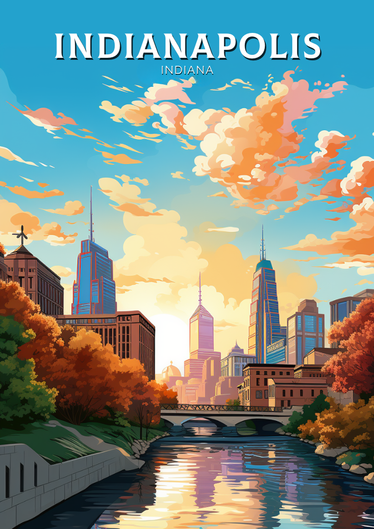 North AmericaINDIANAPOLIS TRAVEL POSTER - INDIANA ARTWORK