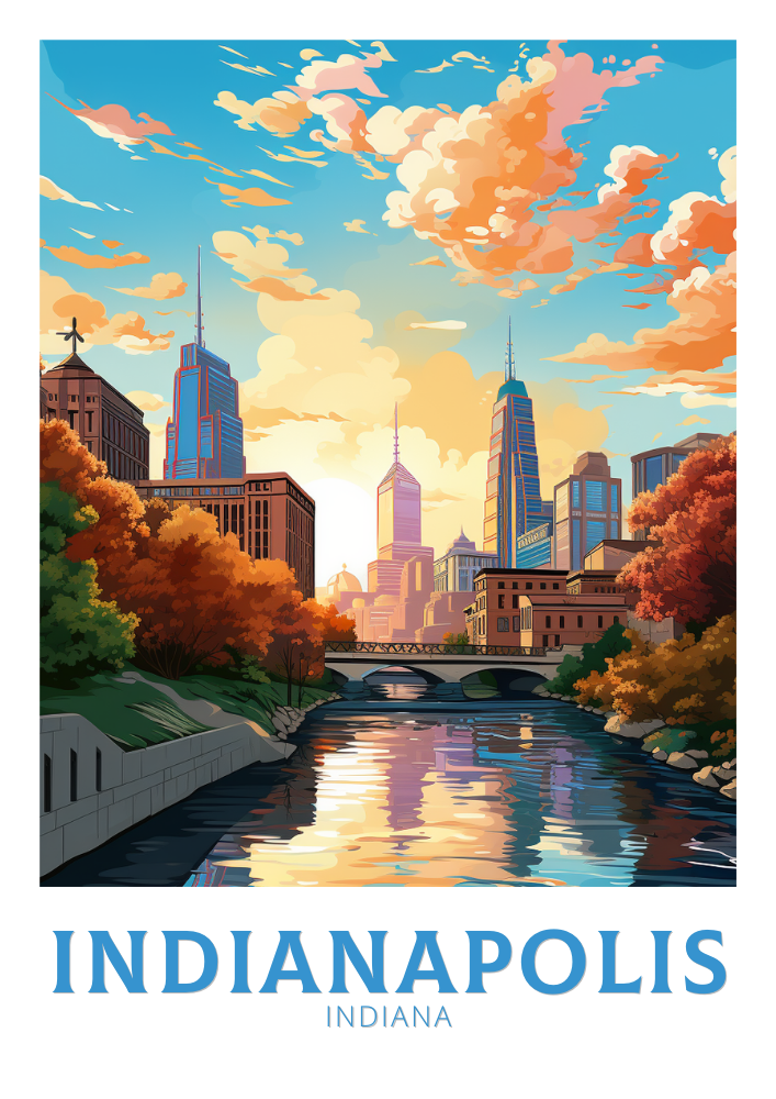 North AmericaINDIANAPOLIS TRAVEL PRINT - INDIANA ARTWORK