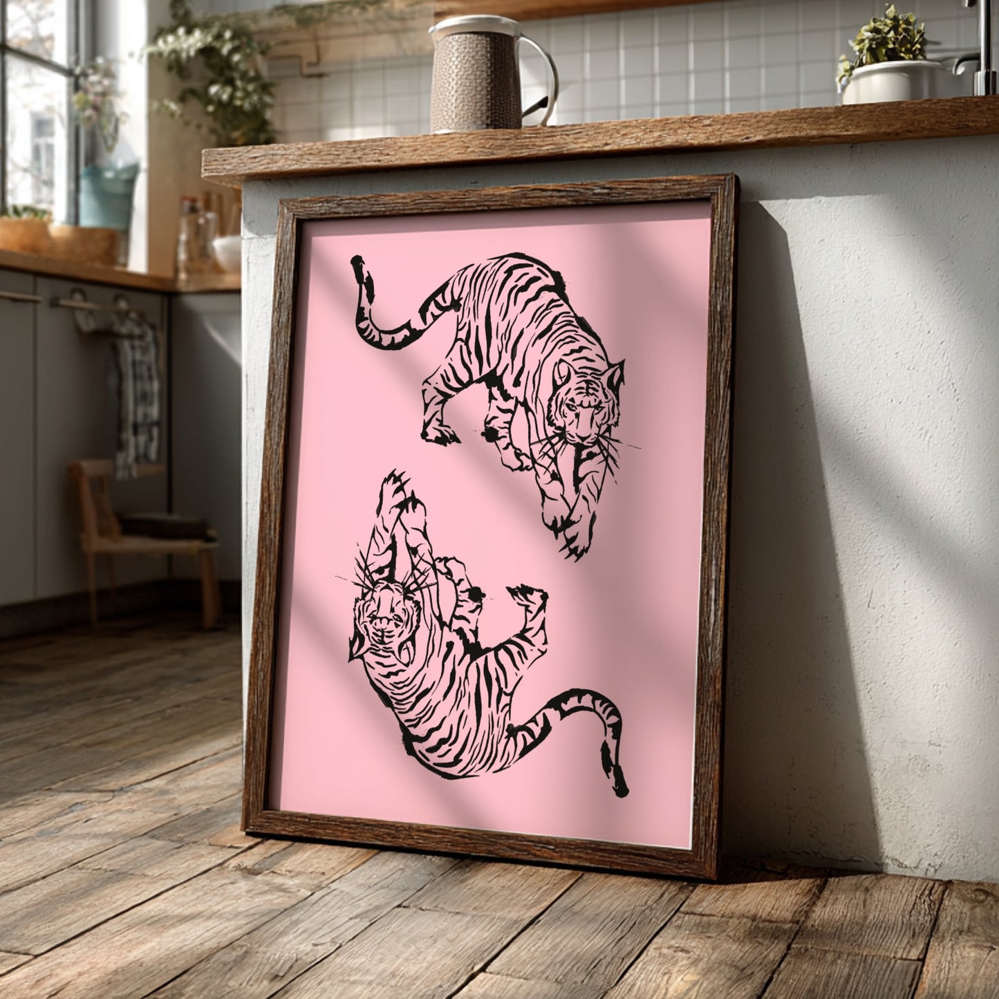 Midnight Predator Modern Art - The Ink Tigers Minimalist Wall Print