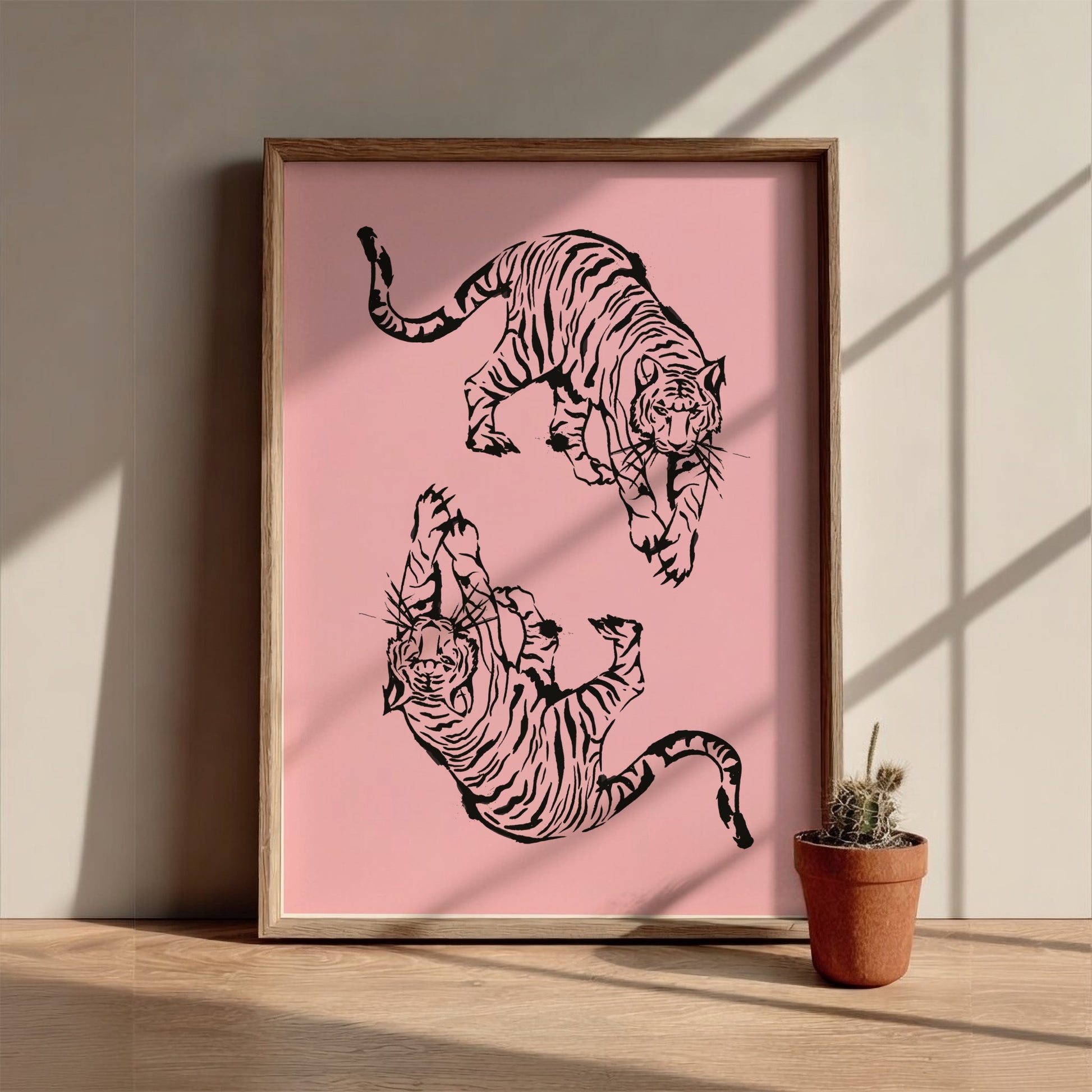 Midnight Predator Modern Art - The Ink Tigers Minimalist Wall Print