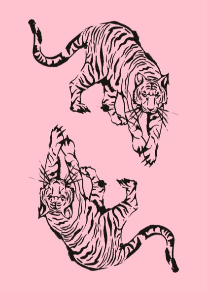 Midnight Predator Modern Art - The Ink Tigers Minimalist Wall Print