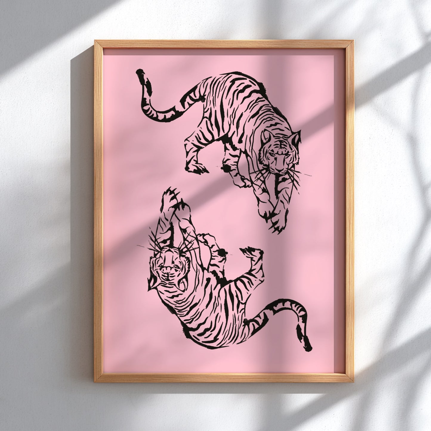 Midnight Predator Modern Art - The Ink Tigers Minimalist Wall Print