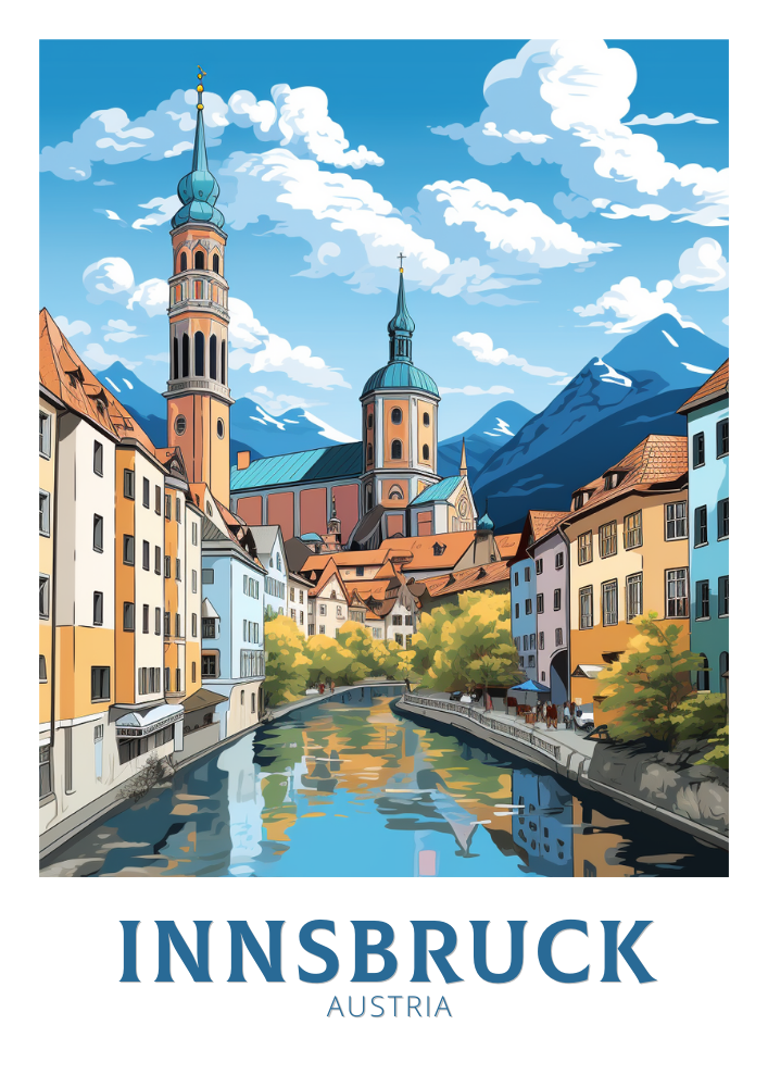 Europe INNSBRUCK TRAVEL PRINT - AUSTRIA ARTWORK