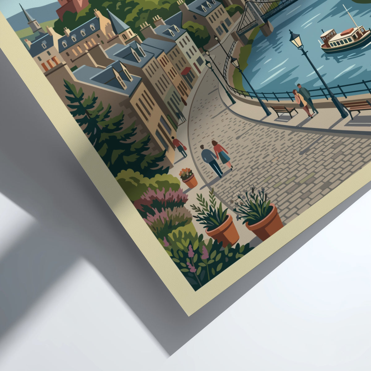 Poster of Inverness Scotland with a historic castle above a blue river scene