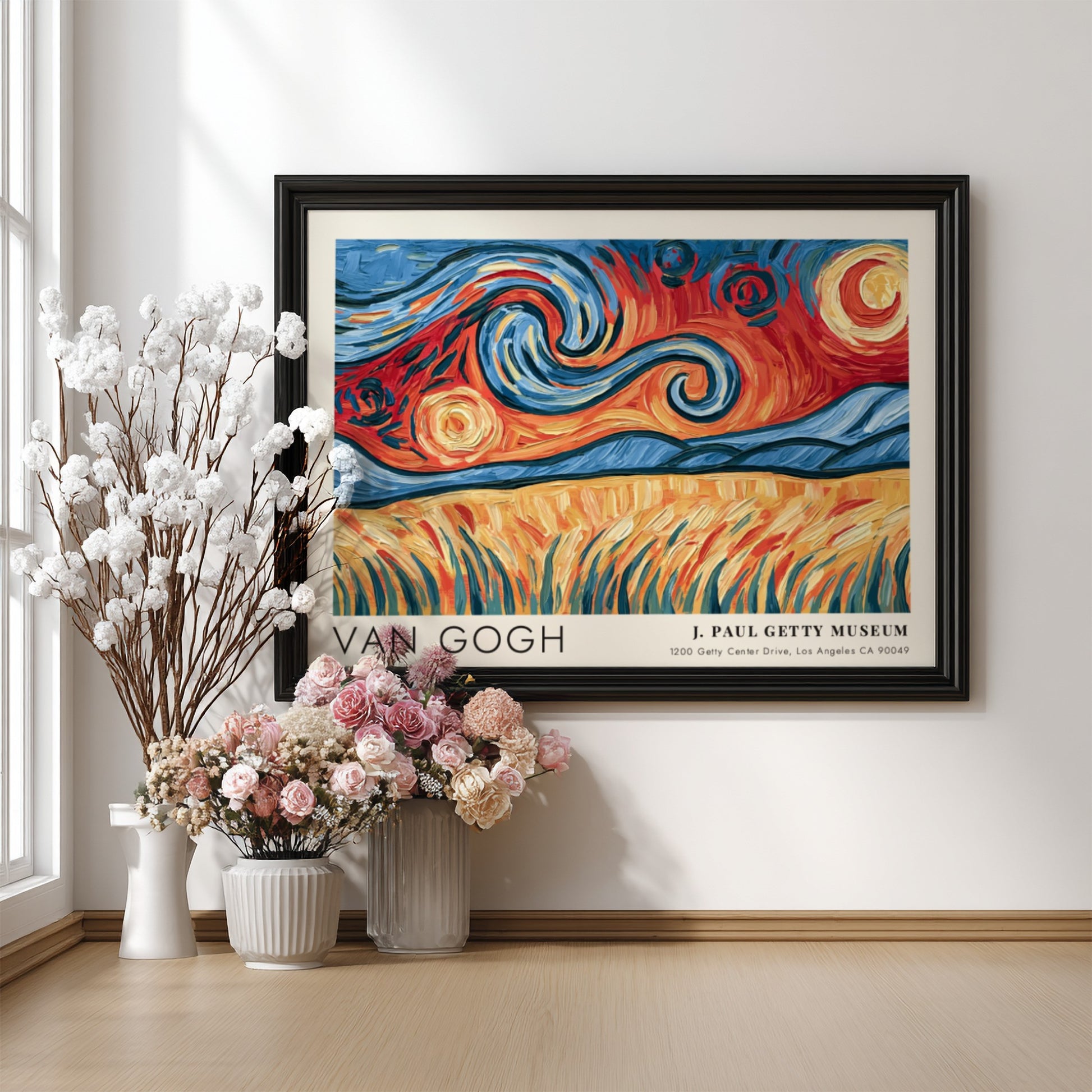Irises poster featuring vibrant colors and Van Gogh's unique style