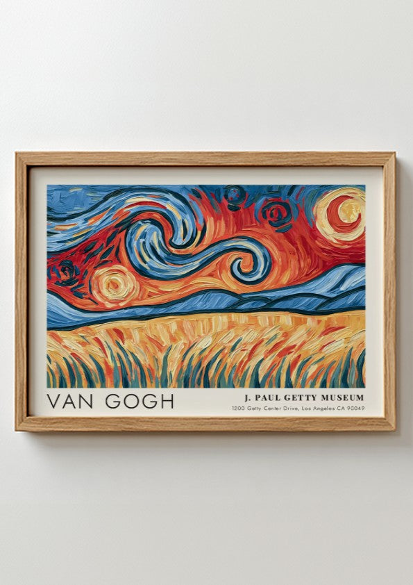 Irises poster by Van Gogh featuring vibrant purples and greens in a landscape style
