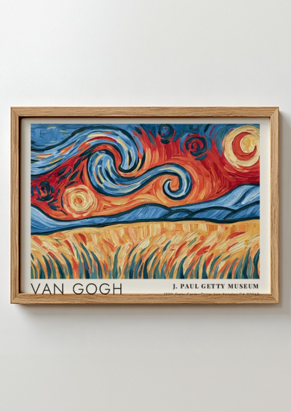 Irises poster featuring vibrant colors and Van Gogh's unique style
