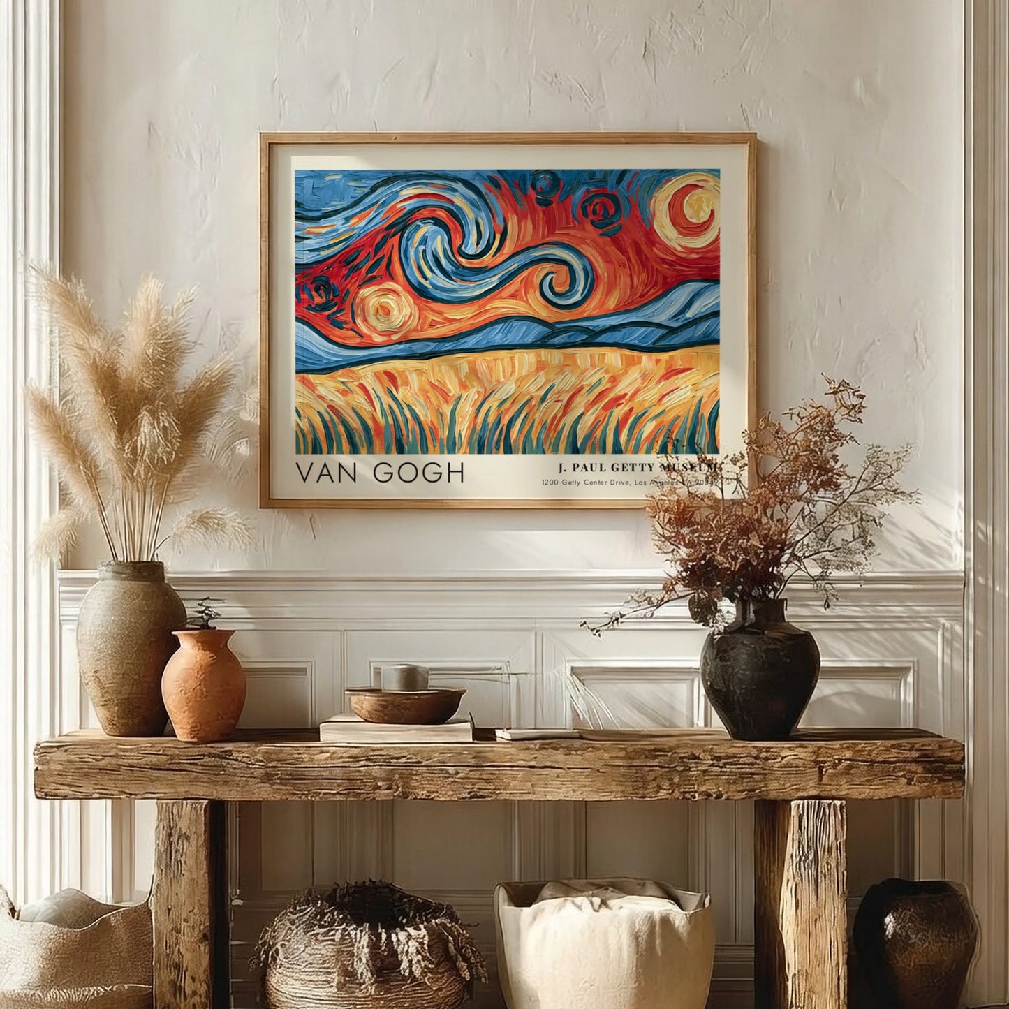 Irises poster by Van Gogh featuring vibrant purples and greens in a landscape style