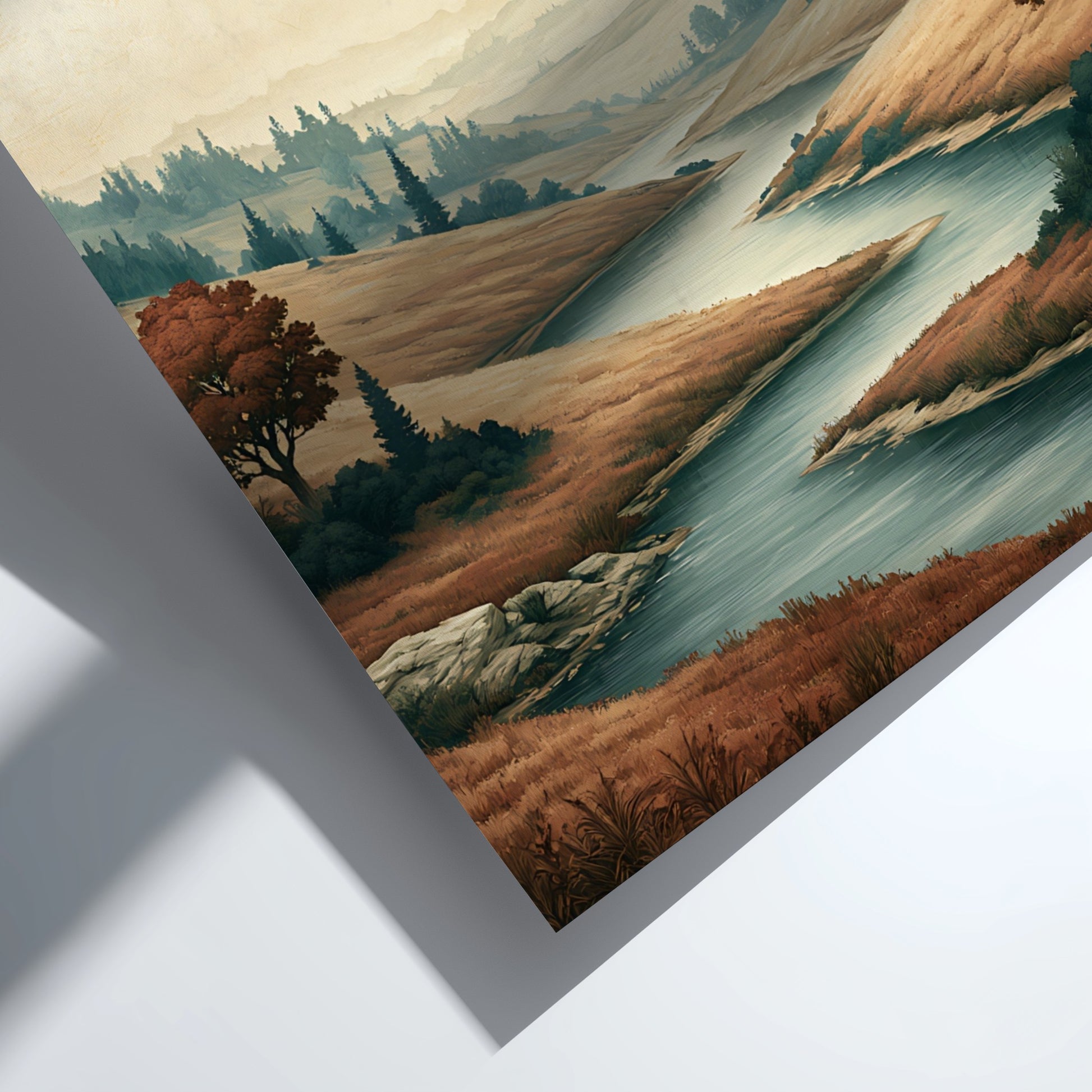 Poster featuring a winding river through golden hills with the text Isaiah 40:31 inscribed.