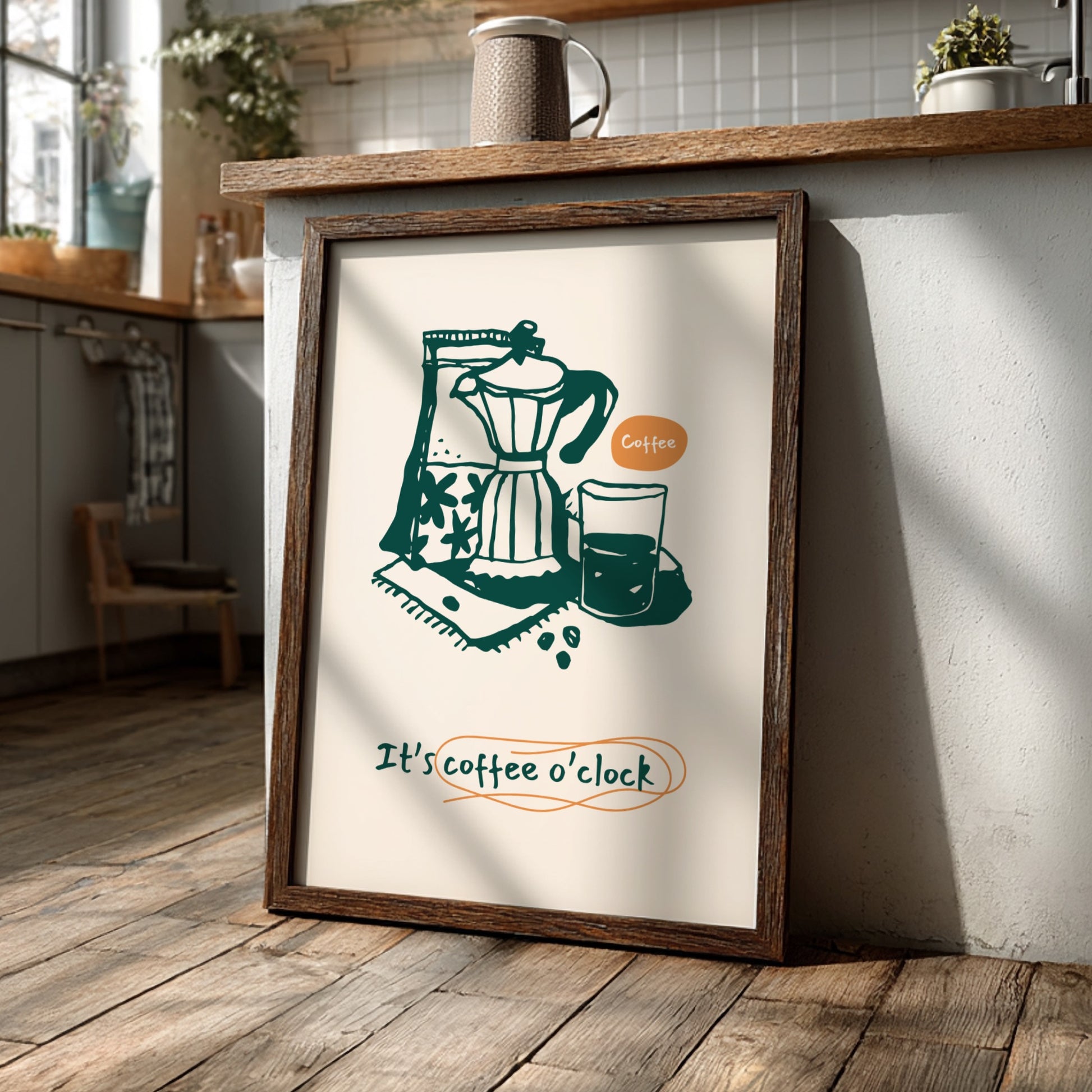 It's Coffee O'Clock Poster - Funny Coffee Time Wall Art Print