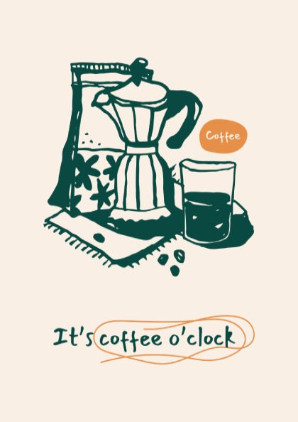It's Coffee O'Clock Poster - Funny Coffee Time Wall Art Print