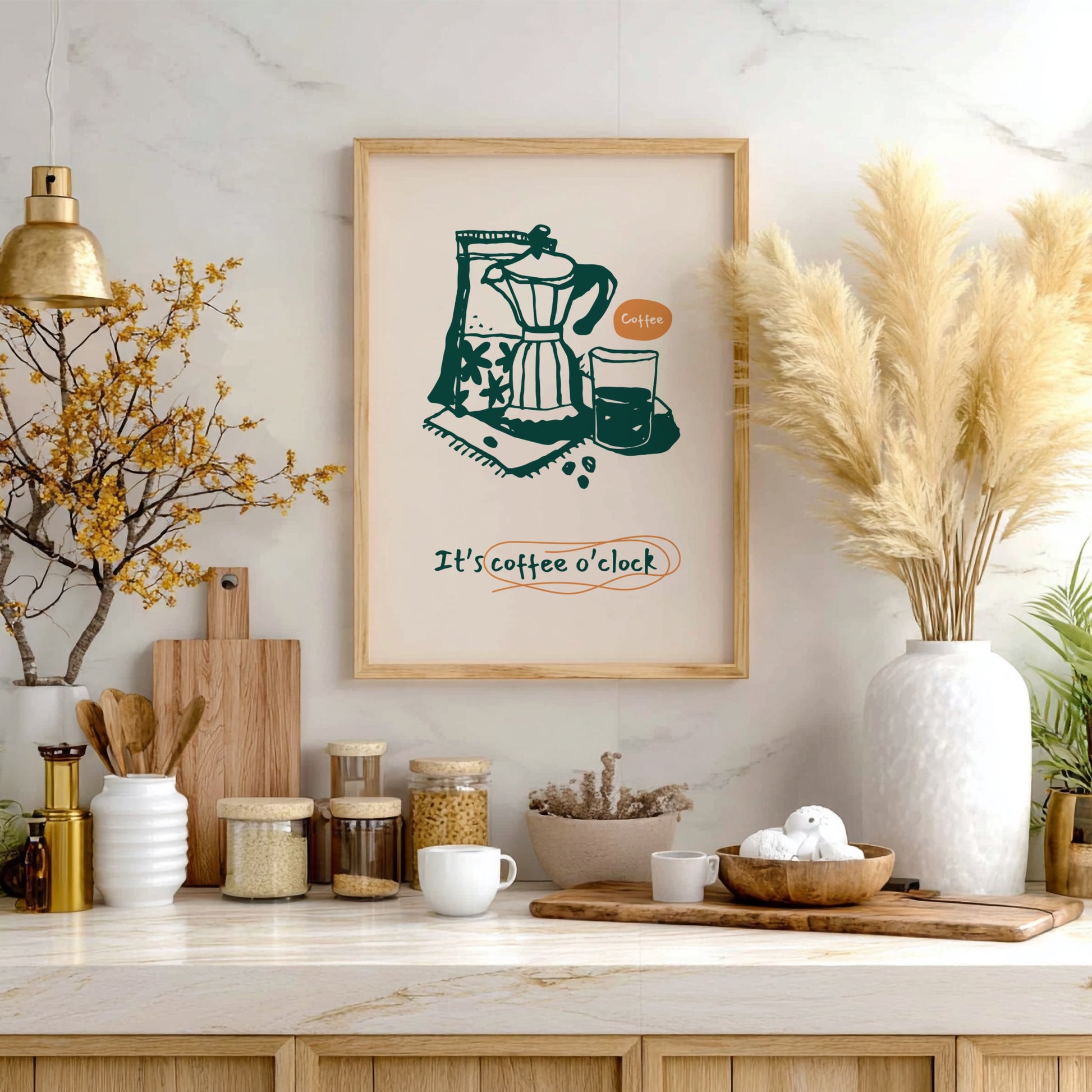 It's Coffee O'Clock Poster - Funny Coffee Time Wall Art Print