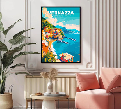 Vernazza Travel Poster, Vernazza Italy Wall Art, Vernazza Photo Print, Cinque Terre Artwork, Home Décor, Mediterranean sea Poster