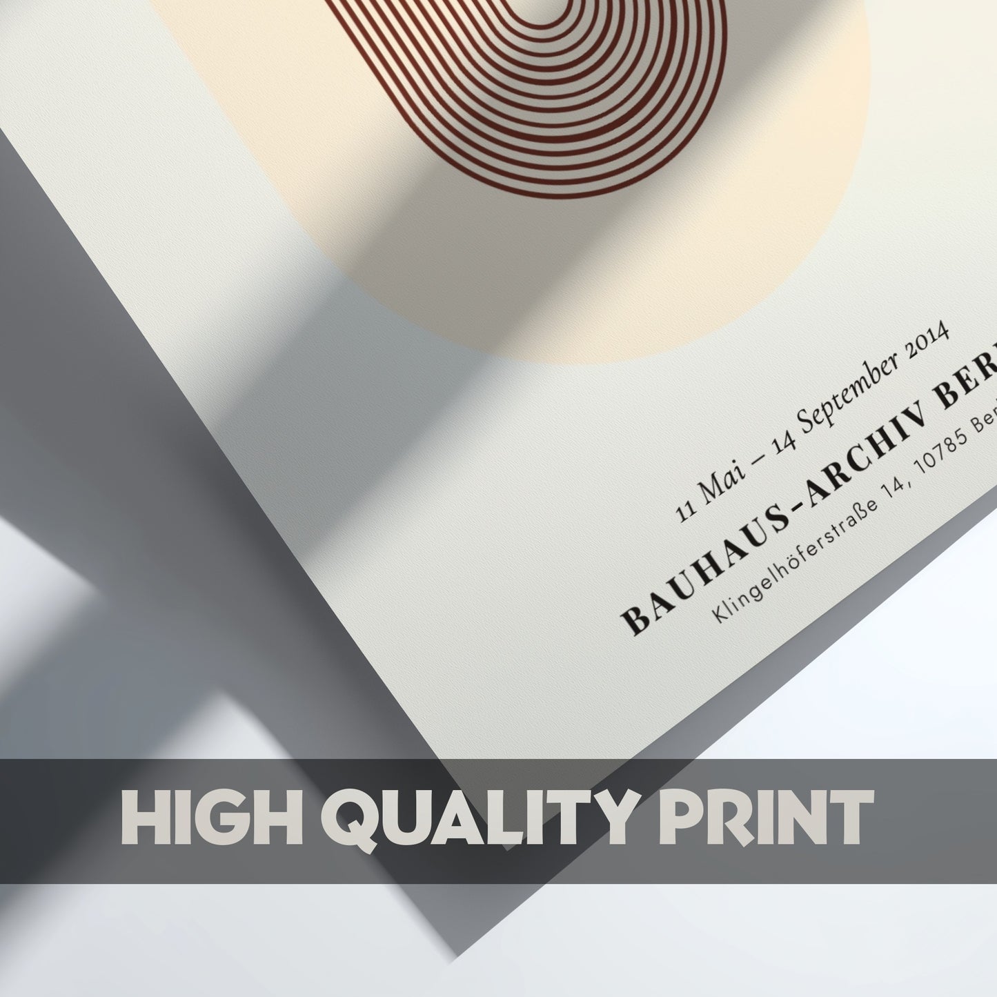 Bauhaus poster featuring geometric shapes and warm colors, inspired by Itten's color theory.