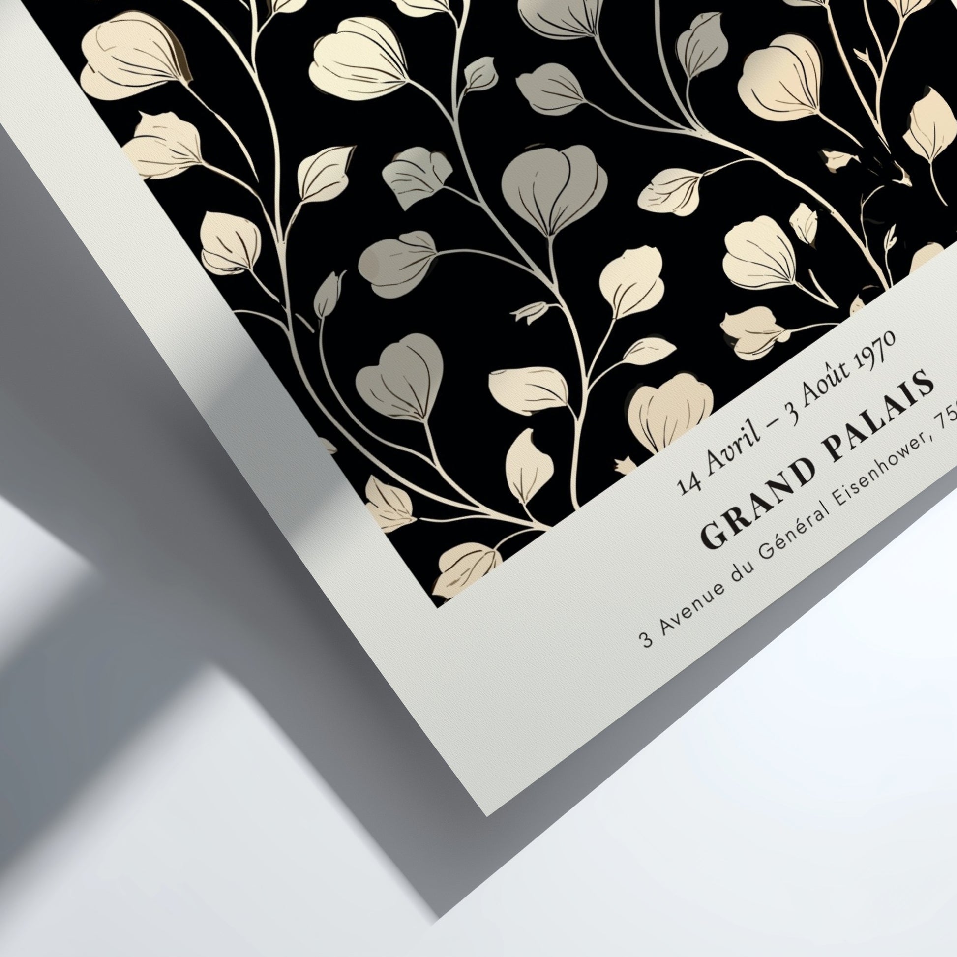 Henri Matisse Ivory Blossoms poster with floral design in ivory and black, perfect for wall decor.