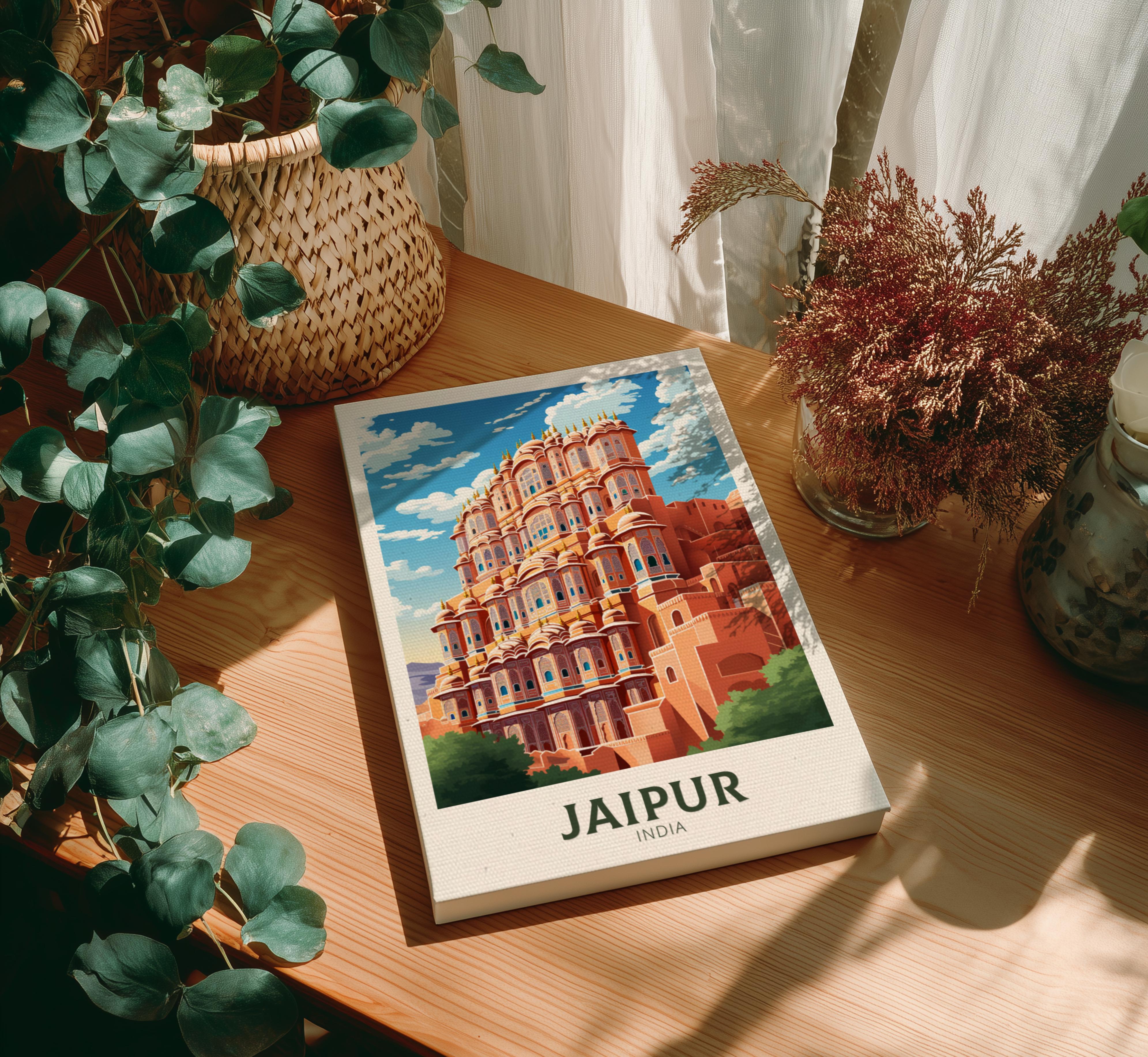 Asian JAIPUR TRAVEL POSTER - RETRO INDIA DESIGN