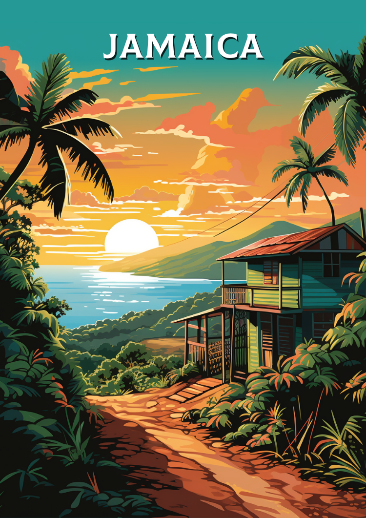 JAMAICA TRAVEL PRINT - CARIBBEAN ARTWORK