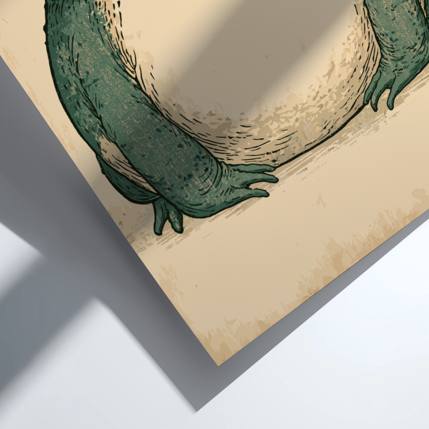 Japanese Frog Ukiyo-e style poster with a green frog on a textured background.