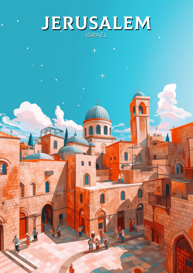 Europe JERUSALEM TRAVEL POSTER - ISRAEL ARTWORK