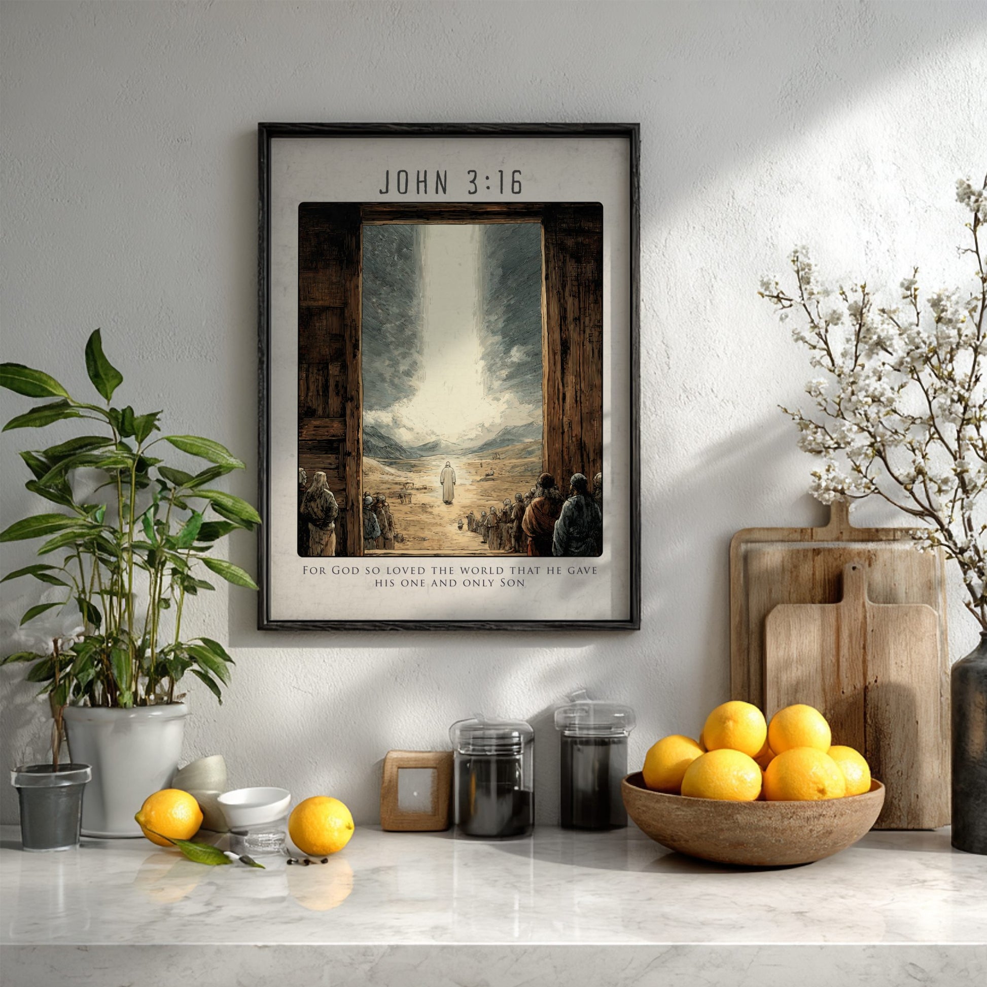 John 3:16 Bible Verse Poster - Christian Wall Art