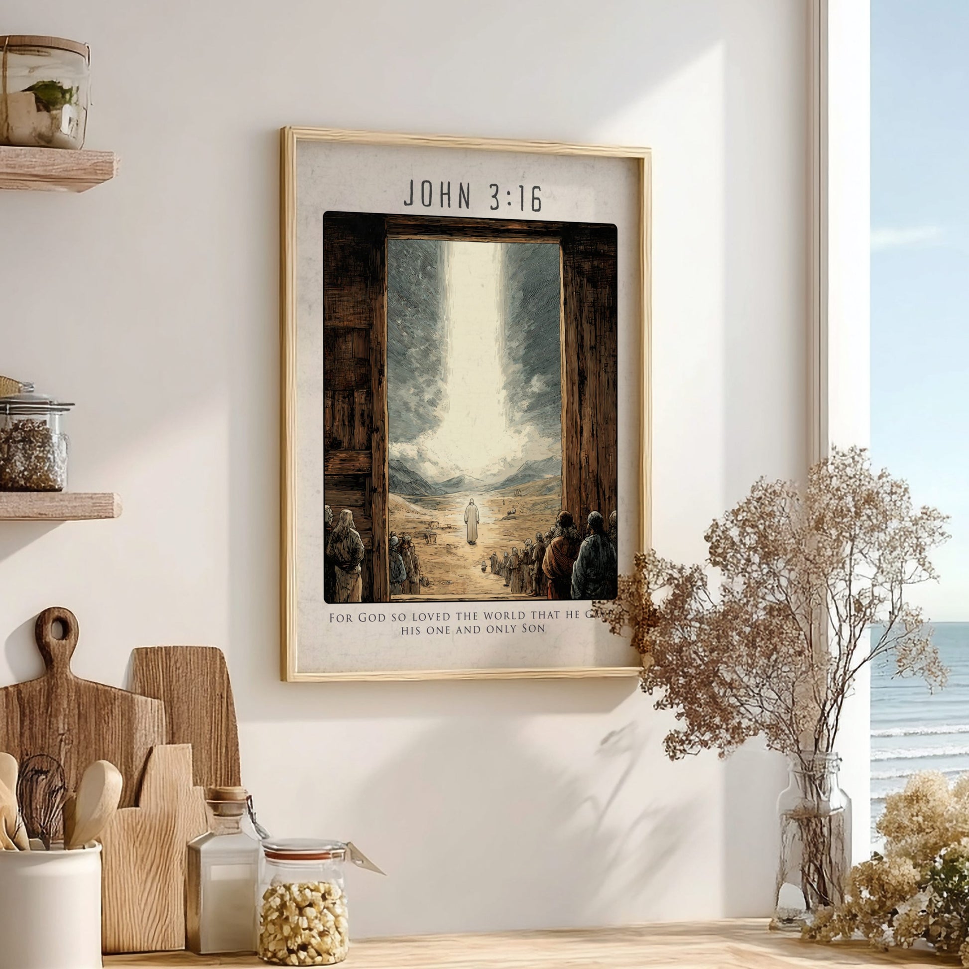 John 3:16 Bible Verse Poster - Christian Wall Art