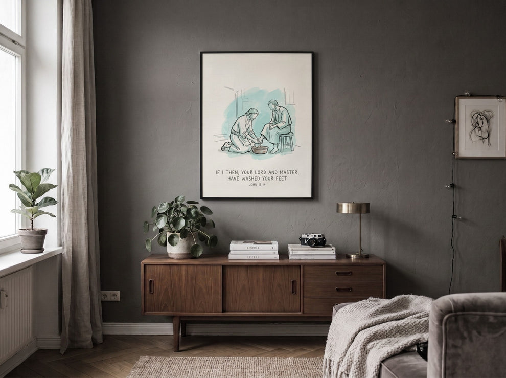 Jesus Washing Feet Scripture Poster - Servant Leadership – Brighton Posters