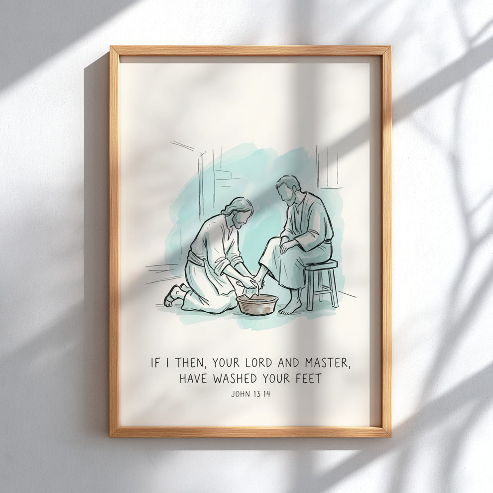 Jesus Washing Feet Scripture Poster - Servant Leadership – Brighton Posters