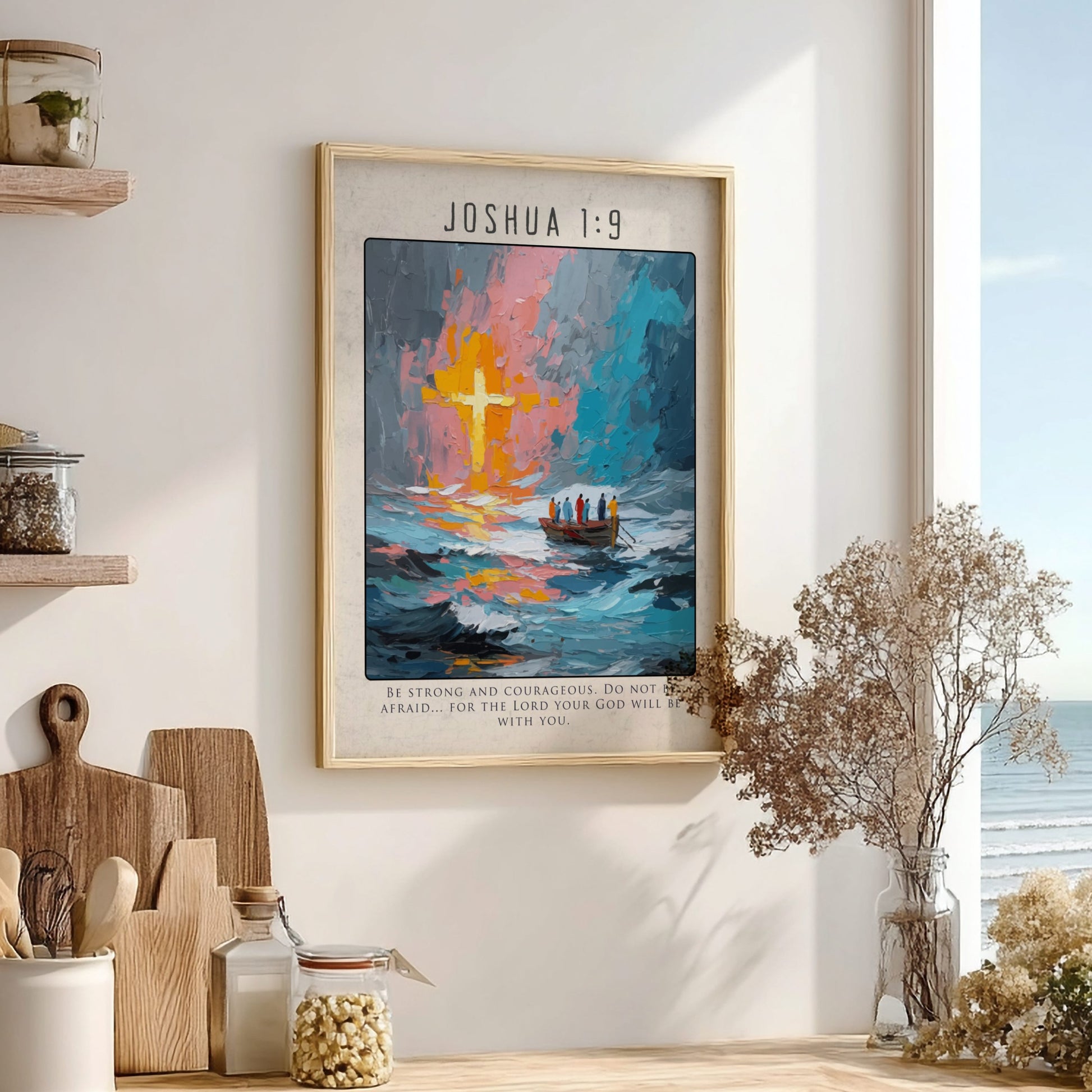 Joshua 1:9 Bible Verse Poster - Christian Wall Art