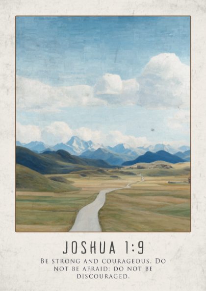 Joshua 1:9 Scripture Print - "Be Strong and Courageous" Wall Art