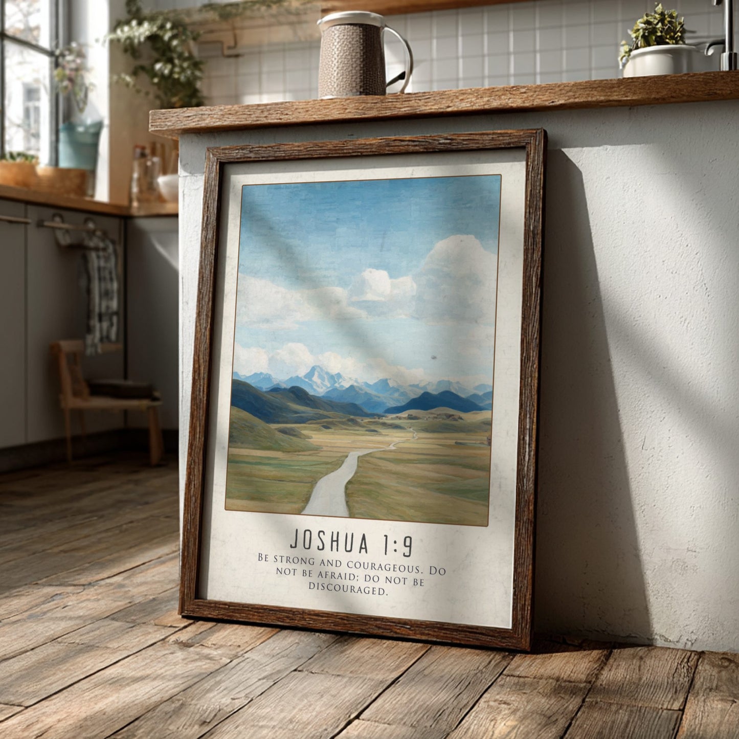Joshua 1:9 Scripture Print - "Be Strong and Courageous" Wall Art