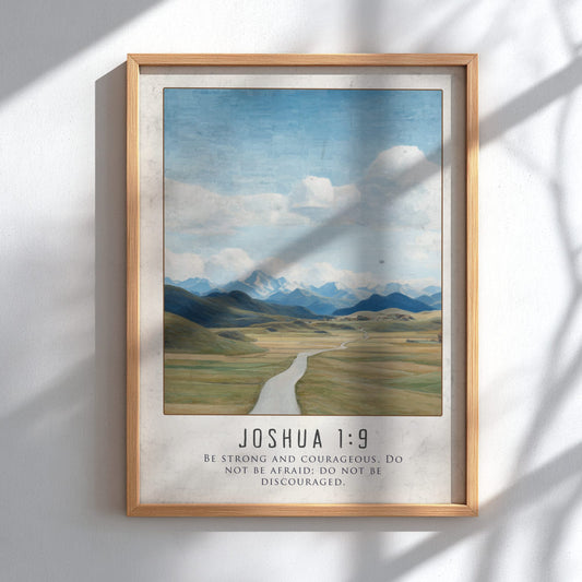 Joshua 1:9 Scripture Print - "Be Strong and Courageous" Wall Art