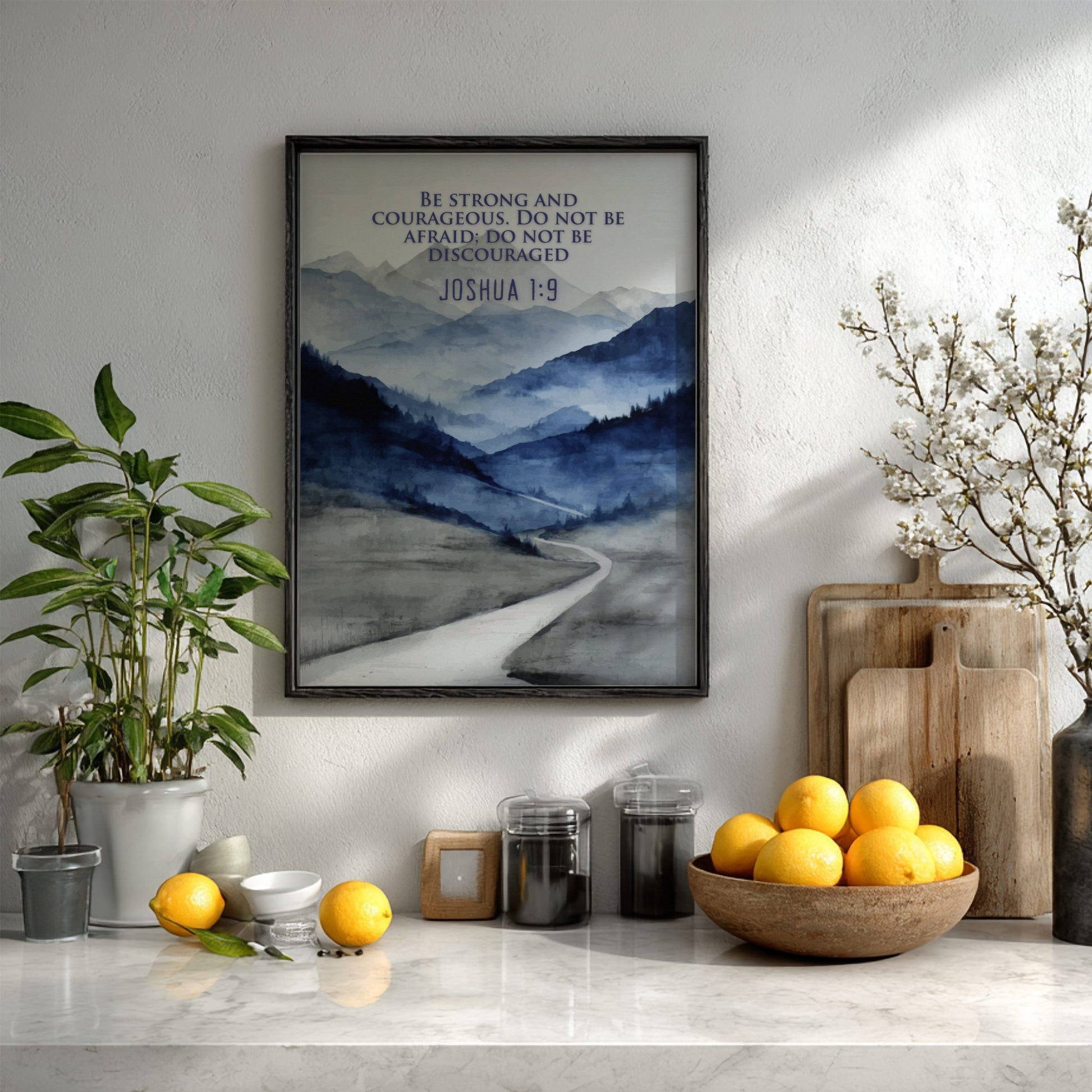 Joshua 1:9 Scripture Art - "Wherever You Go" Wall Print