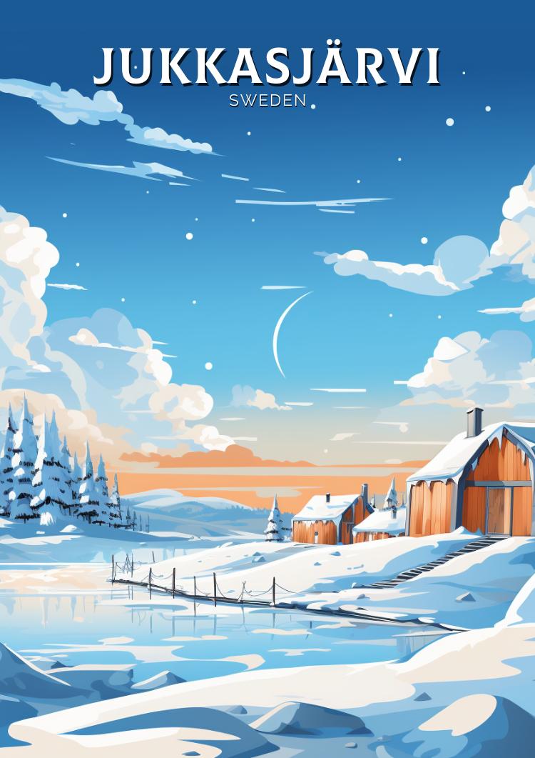 Europe JUKKASJARVI TRAVEL PRINT - SWEDEN ARTWORK