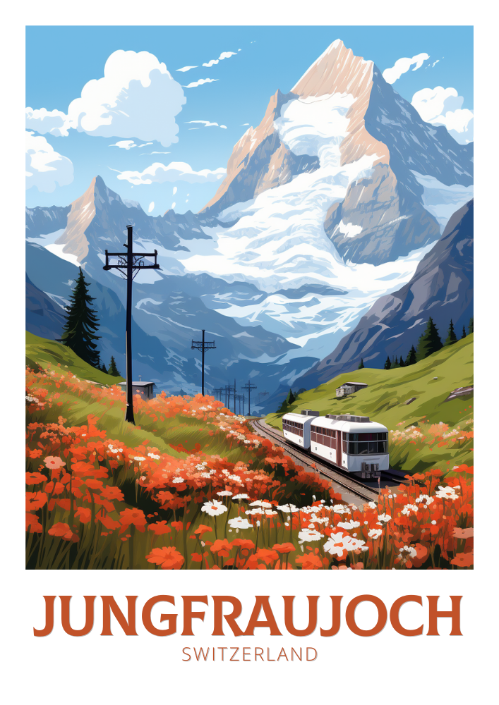 Europe JUNGFRAUJOC TRAVEL PRINT - SWITZERLAND ARTWORK