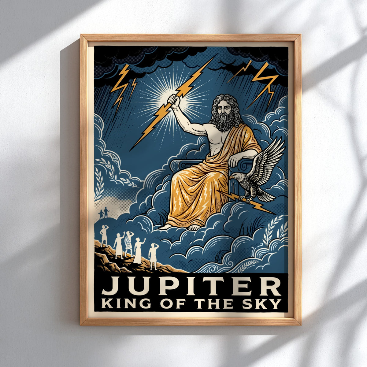 Poster featuring Jupiter holding a lightning bolt with an eagle on a throne
