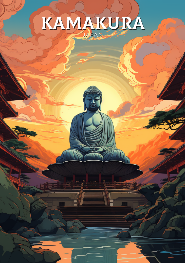 Asian KAMAKURA PRINT - RETRO POSTER
