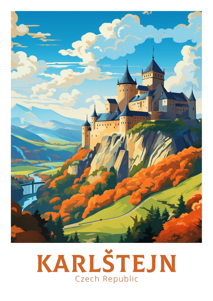 Europe KARLÅ TEJN TRAVEL PRINT - CZECH REPUBLIC ARTWORK