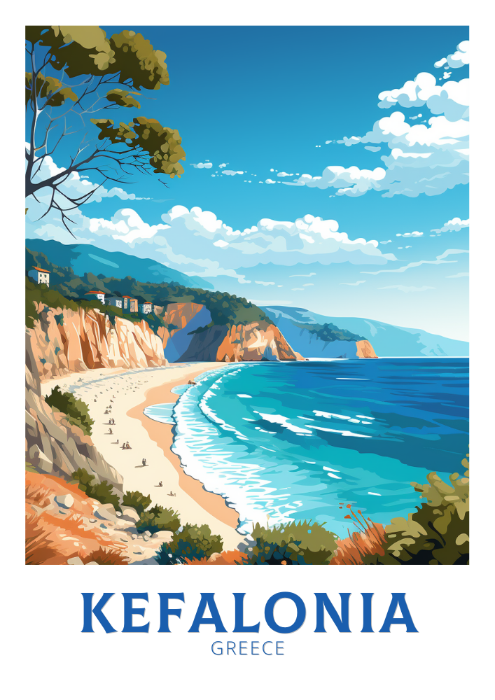 Europe KEFALONIA TRAVEL POSTER - GREECE ARTWORK