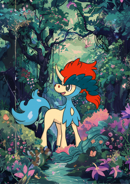 Keldeo Poster: Japanese Style Legendary Pokemon Inspired Anime Artwork, Pokemon TCG Keldeo