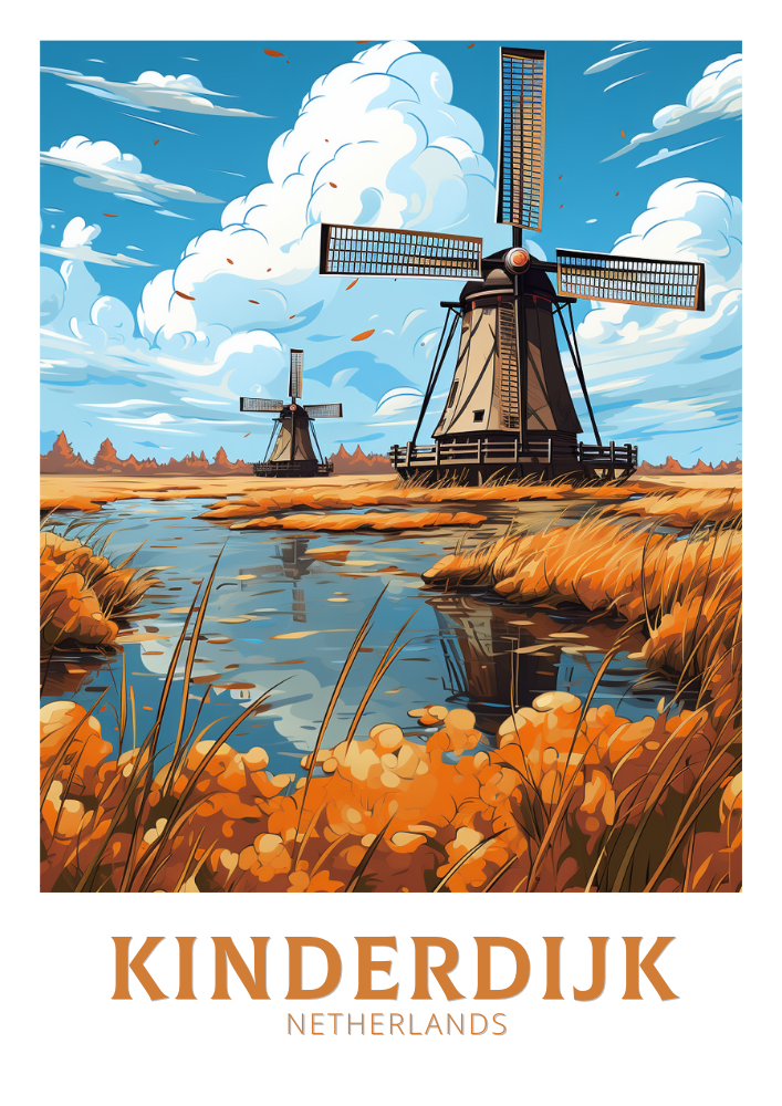 Europe KINDERDIJK TRAVEL PRINT - NETHERLAND ARTWORK