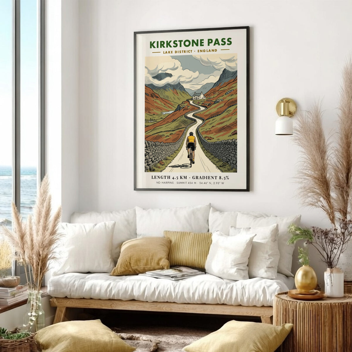 Cycling poster showing a rider on the Kirkstone Pass road in the Lake District.