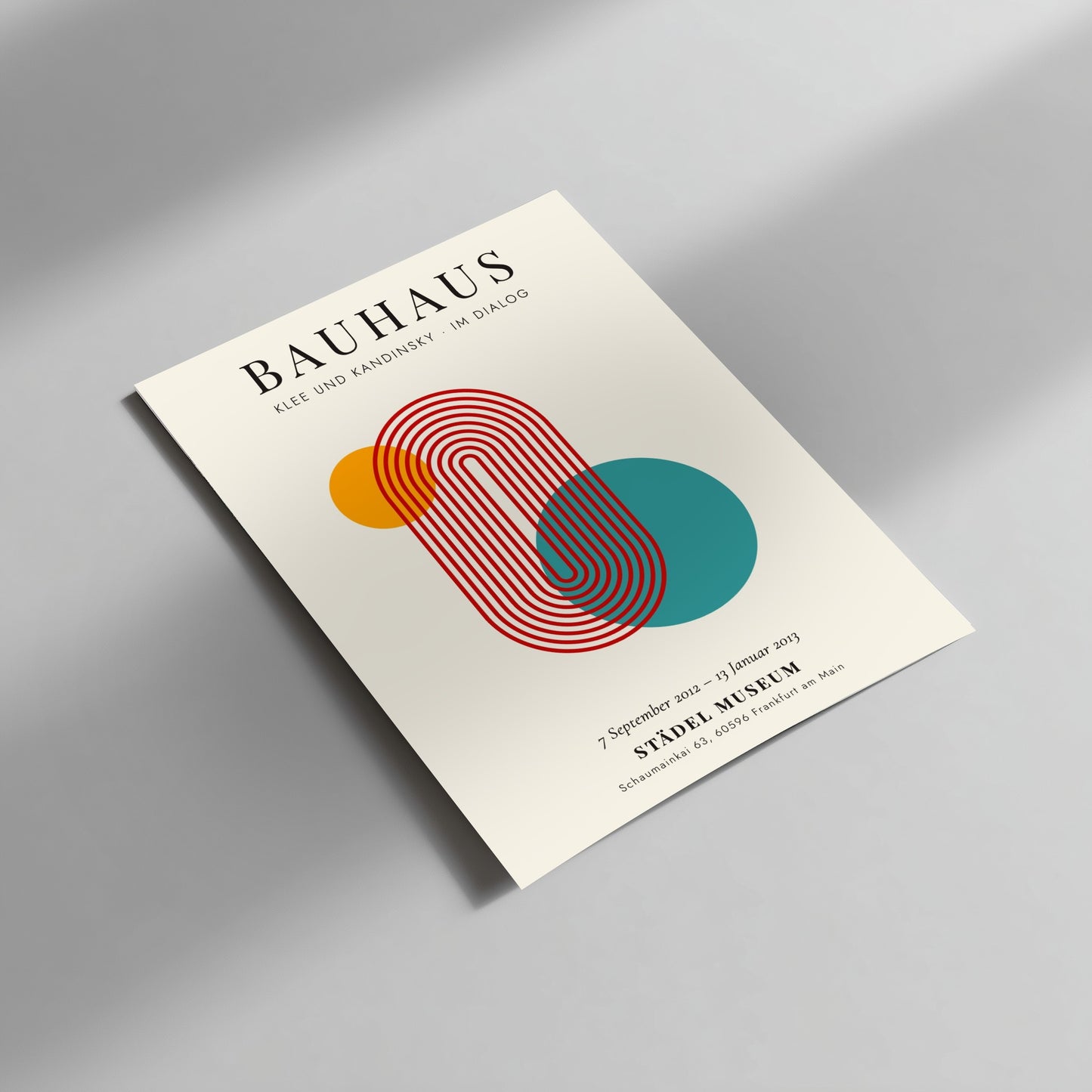 Bauhaus poster featuring Klee and Kandinsky with geometric shapes in orange and teal
