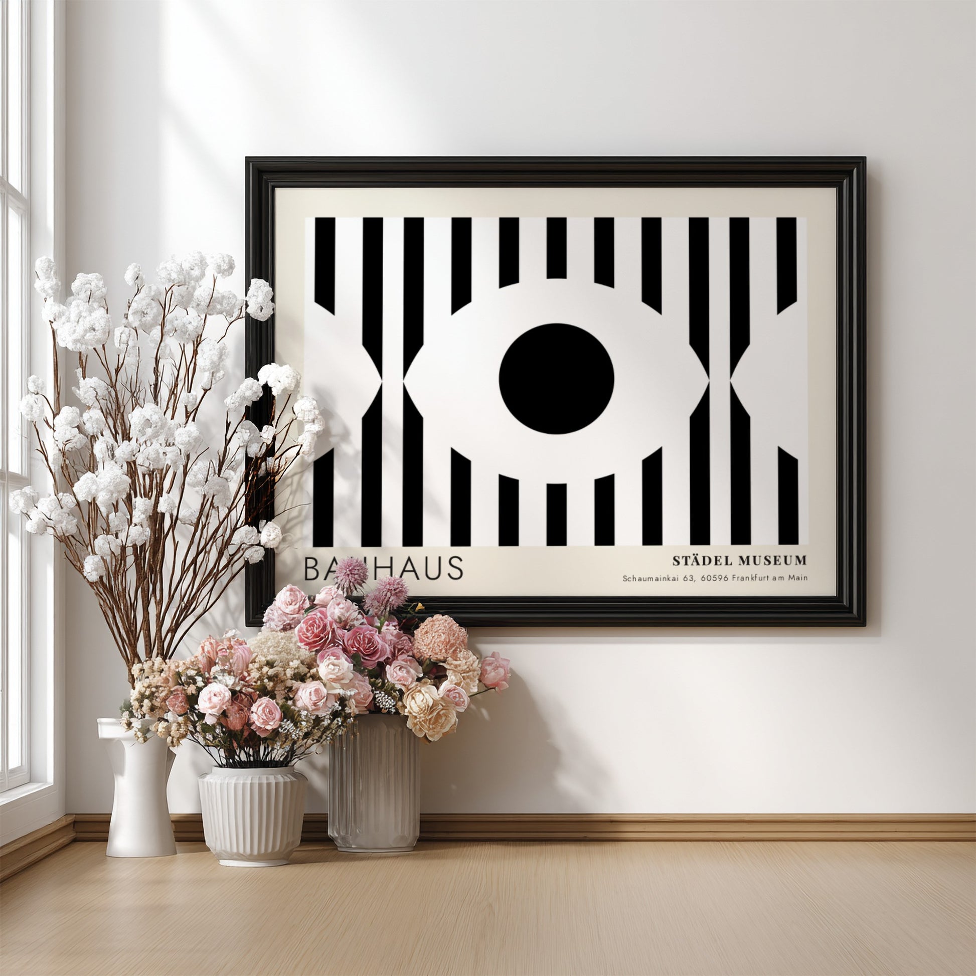 Bauhaus Städel Museum poster featuring a bold black and white eye graphic design.