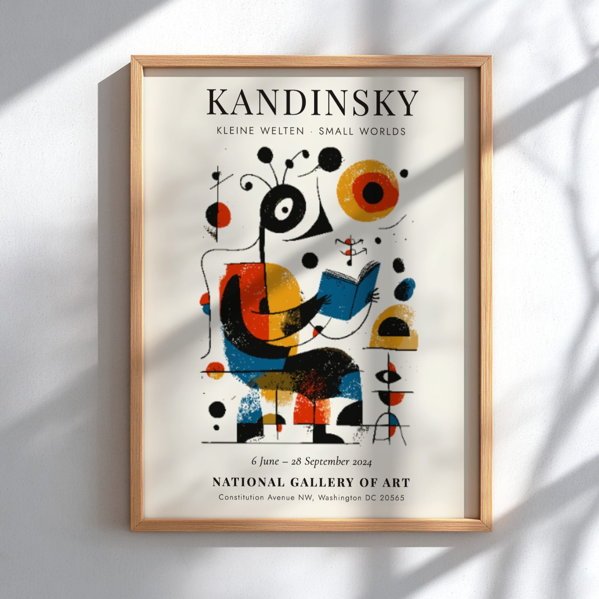 Kandinsky inspired poster with vibrant colors and abstract shapes, ideal for home decor.