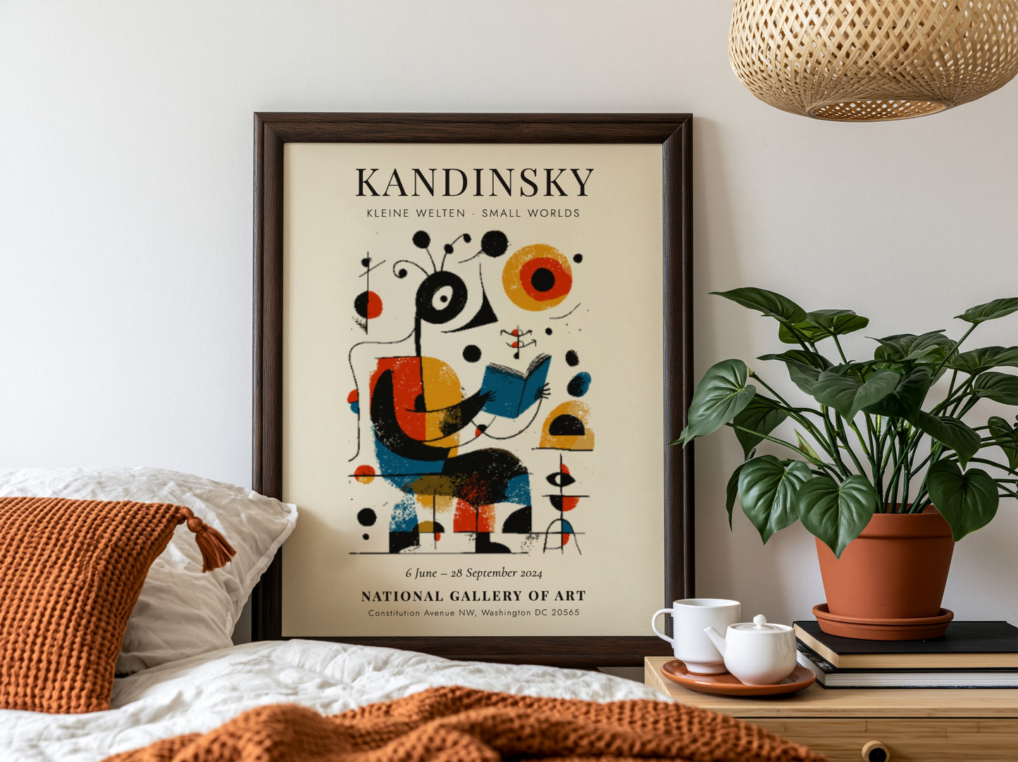 Kandinsky inspired poster with vibrant colors and abstract shapes, ideal for home decor.