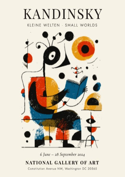 Kandinsky inspired poster with vibrant colors and abstract shapes, ideal for home decor.