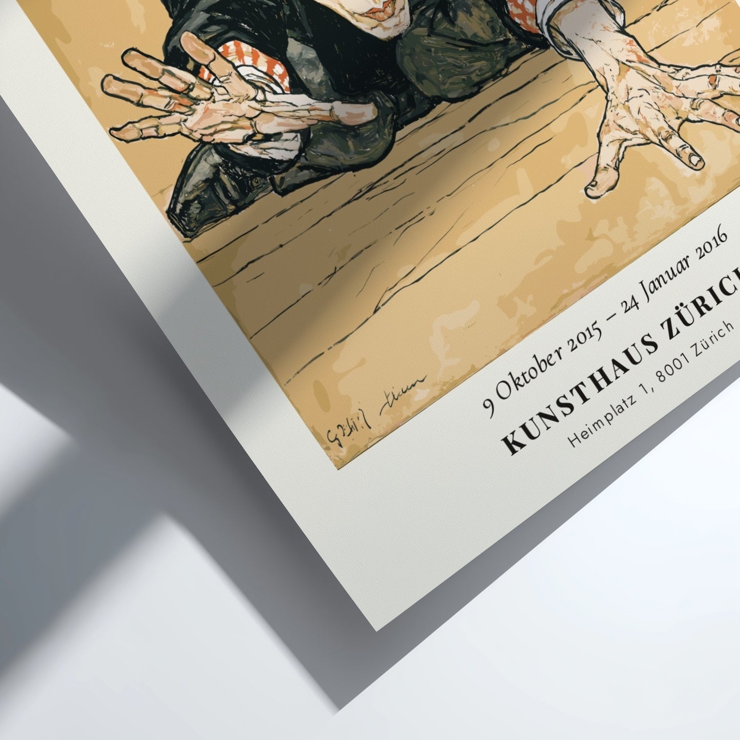 Egon Schiele poster featuring Kniender Akt with expressive lines and bold colors