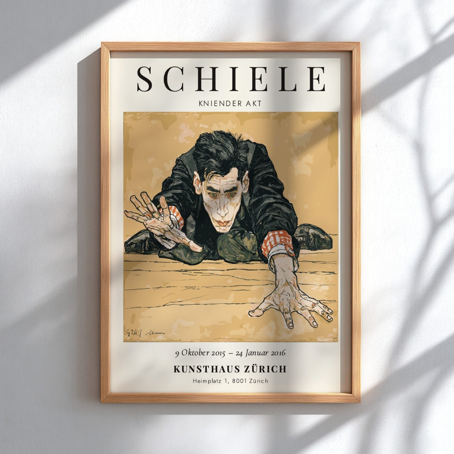 Egon Schiele poster featuring Kniender Akt with expressive lines and bold colors