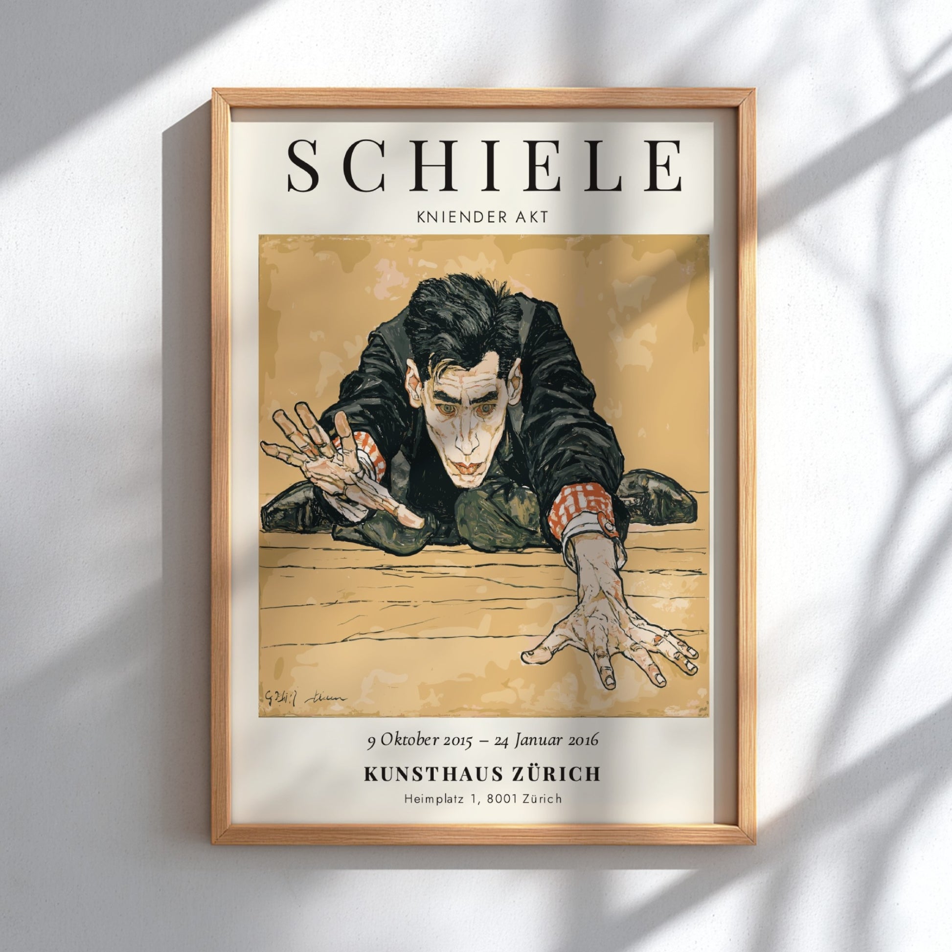Egon Schiele poster featuring Kniender Akt with expressive lines and bold colors