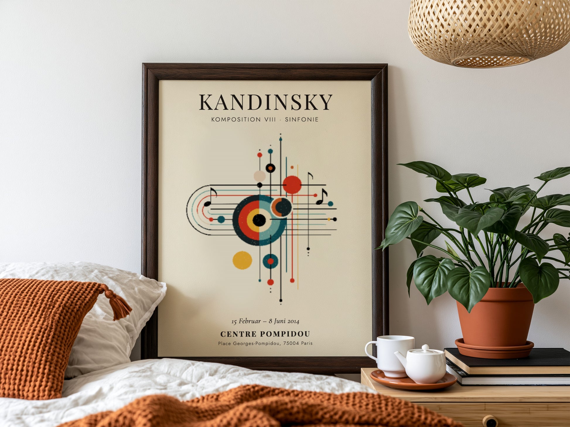 Kandinsky inspired poster featuring abstract shapes and vibrant colors in a modern art style